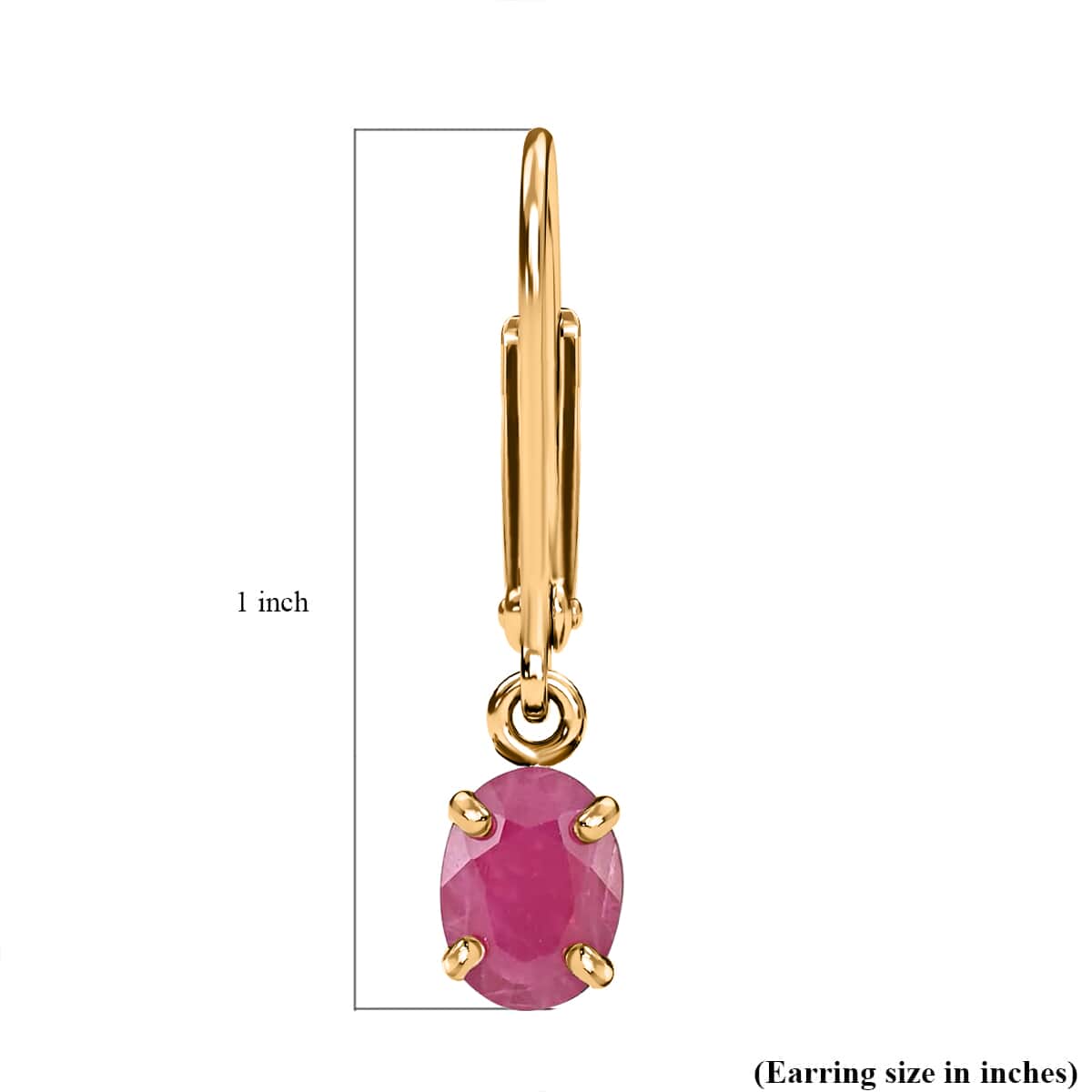14K Yellow Gold Ruby Lever Back Earrings 1.65 ctw image number 3