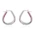 Austrian White Crystal Pink Crystal Earrings in Silvertone, Inside Out Hoops For Women image number 1