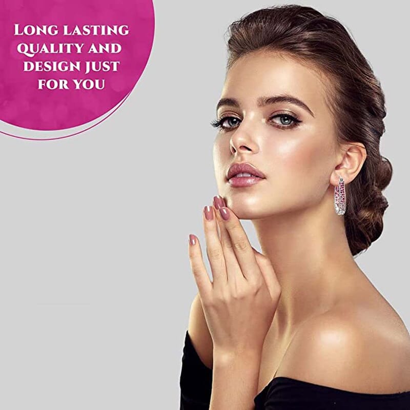 Austrian White Crystal Pink Crystal Earrings in Silvertone, Inside Out Hoops For Women