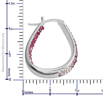 Austrian White Crystal Pink Crystal Earrings in Silvertone, Inside Out Hoops For Women