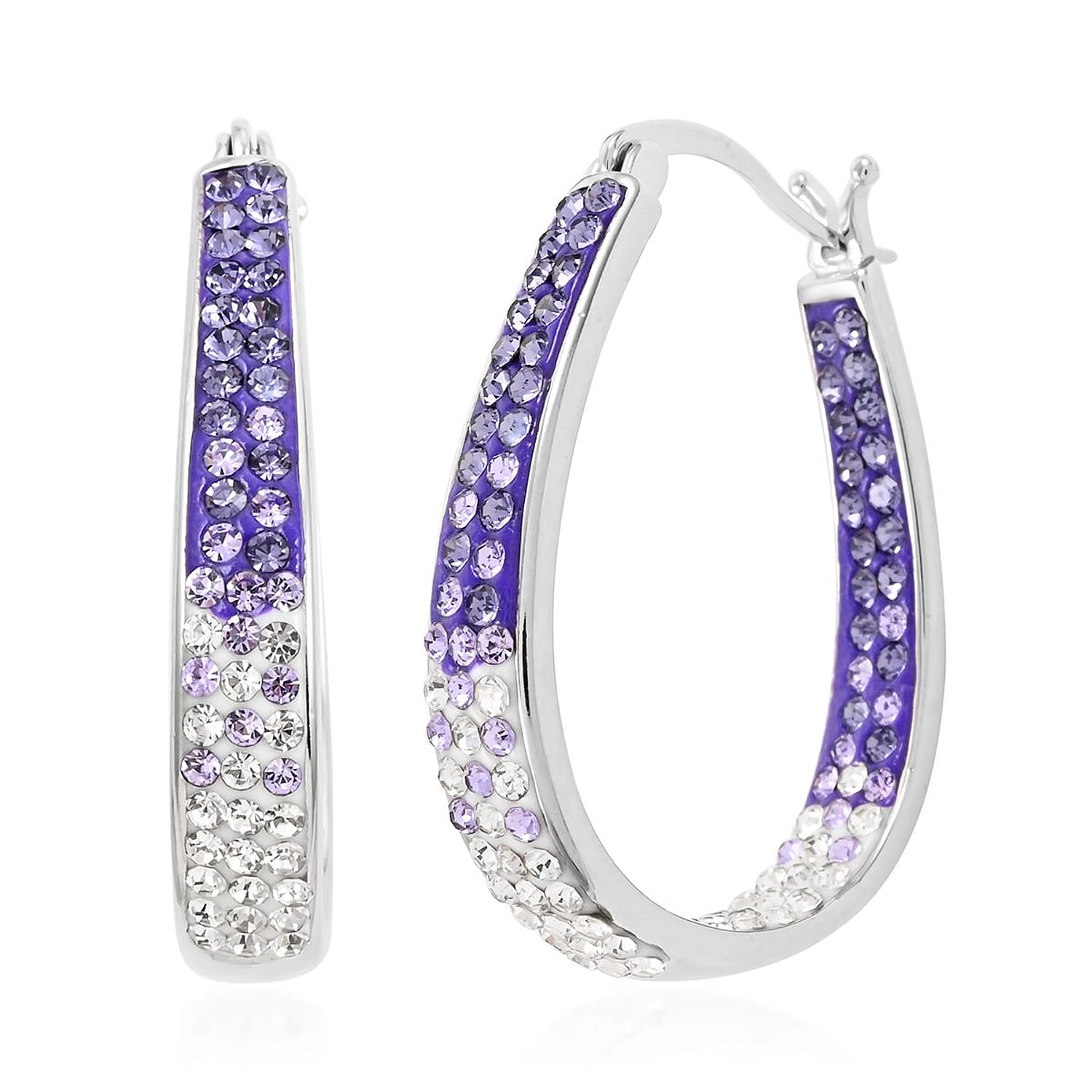 Purple crystal earrings - Austrian purple and white crystal earrings