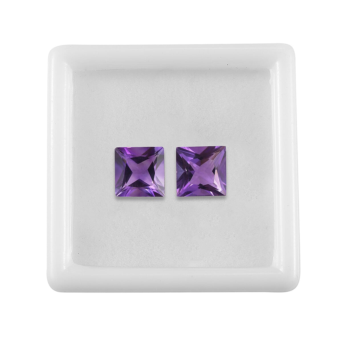 Princess Cut Rose De France Amethyst Set of 2 (Sqr 8 mm) 3.97 ctw Loose Gemstone