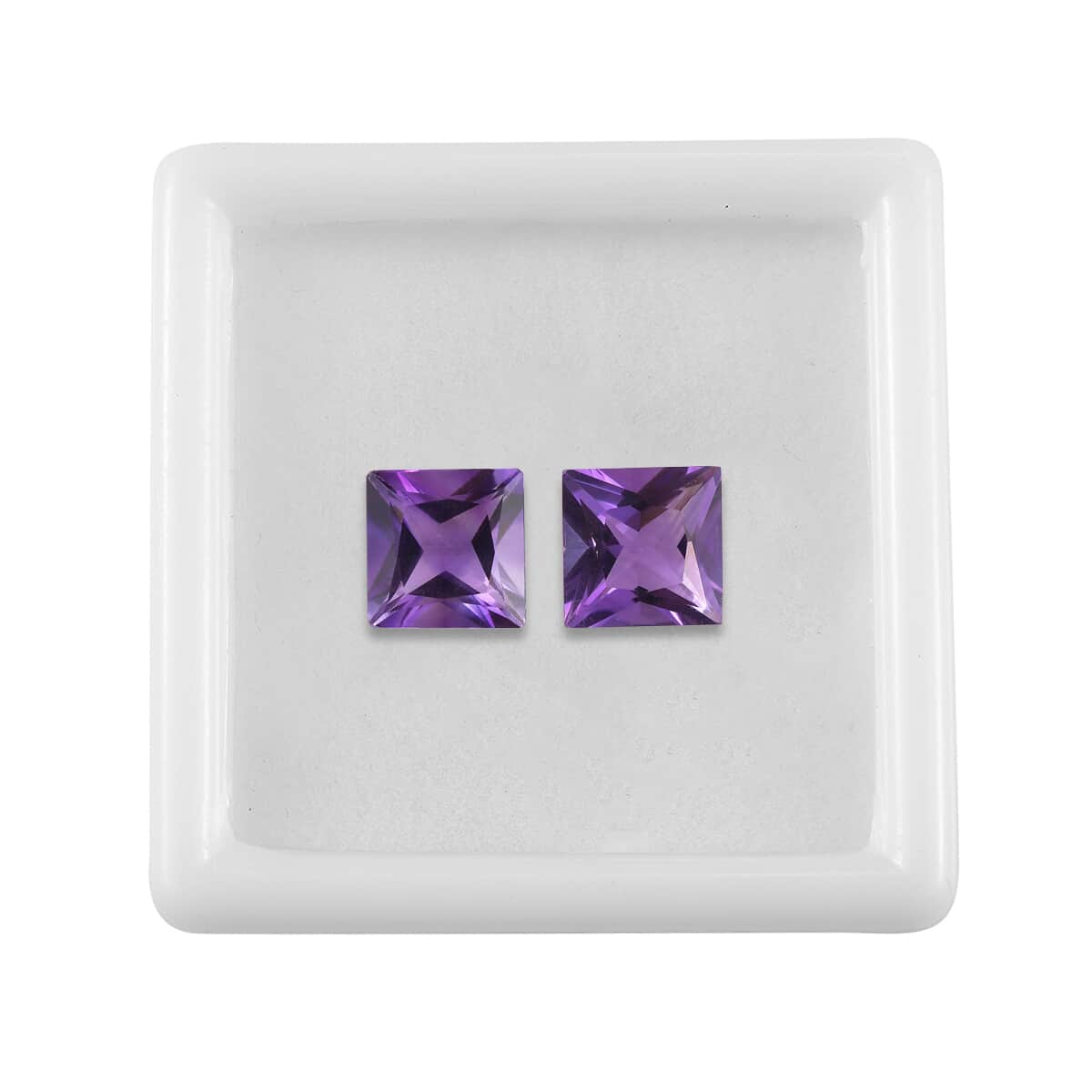 Princess Cut Rose De France Amethyst Set of 2 (Sqr 8 mm) 3.97 ctw Loose Gemstone image number 3