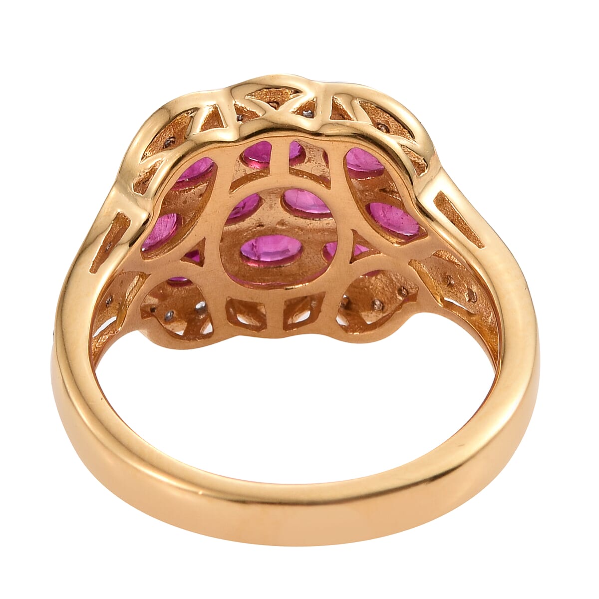 STS Closeout Ruby and Zircon 2.48 ctw Ring in 14K Yellow Gold Over Sterling Silver (Size 7.0) image number 3