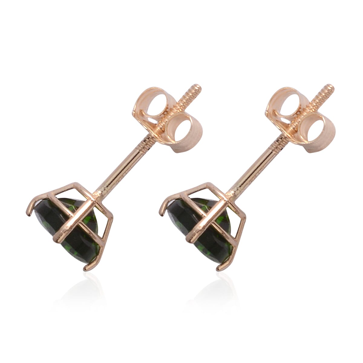 14K Yellow Gold Natural Chrome Diopside Stud Earrings 1.00 ctw image number 1