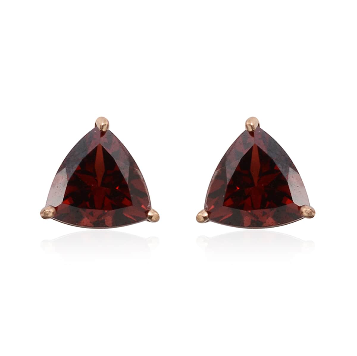 10K Yellow Gold Mozambique Garnet Trillion Cut Stud Earrings 2.25 ctw image number 0