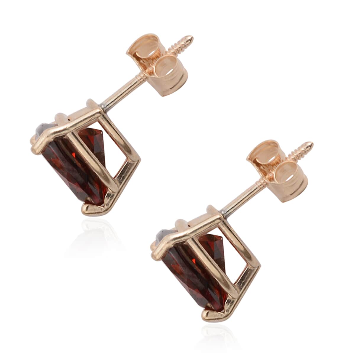 10K Yellow Gold Mozambique Garnet Trillion Cut Stud Earrings 2.25 ctw image number 1