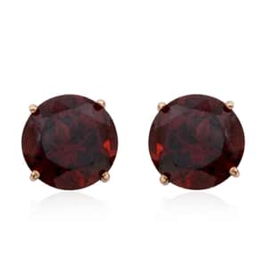 Mozambique Garnet 3.00 ctw Round Stud Earrings in 10K Yellow Gold