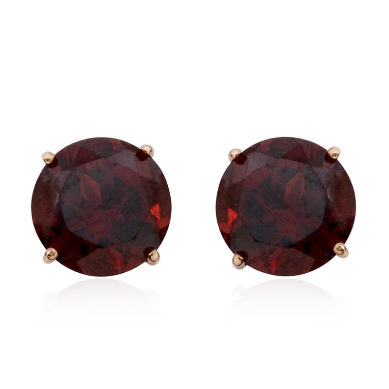 Mozambique Garnet 3.00 ctw Round Stud Earrings in 10K Yellow Gold