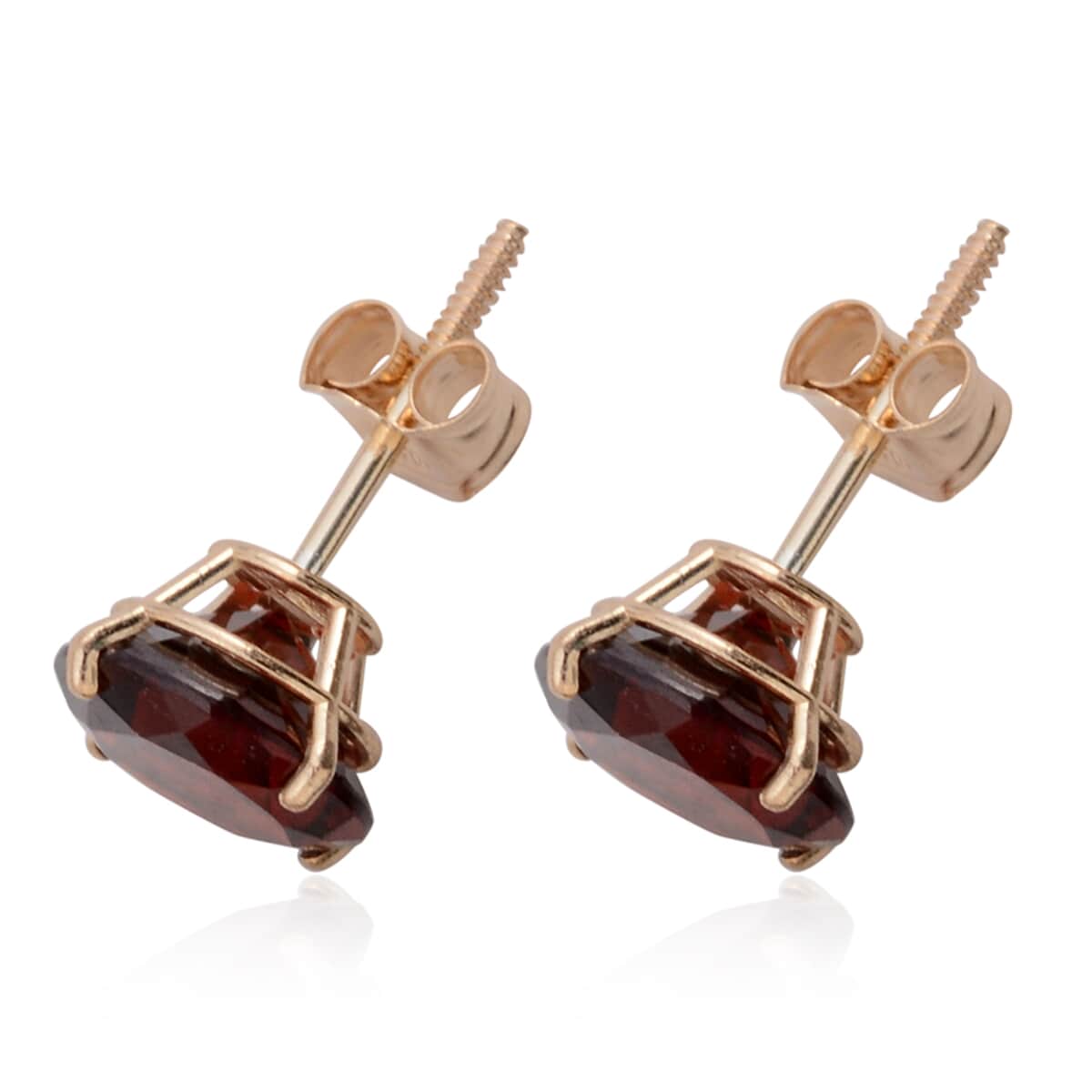 Mozambique Garnet 3.00 ctw Round Stud Earrings in 10K Yellow Gold image number 1