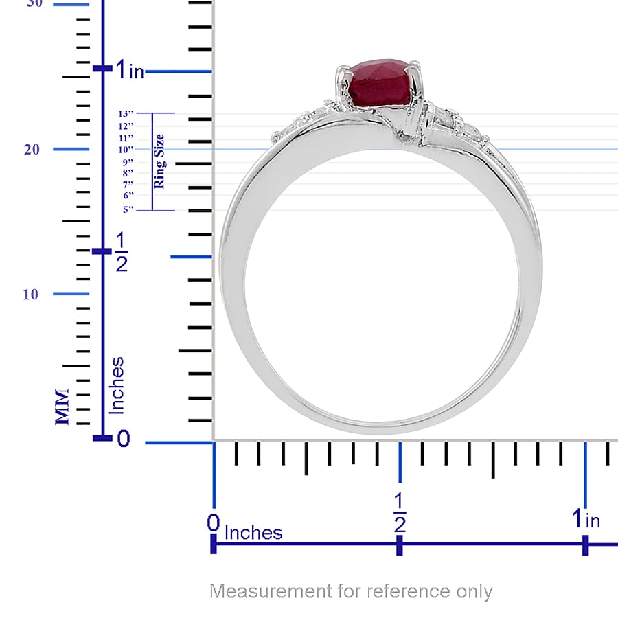 Niassa Ruby, White Topaz Sterling Silver Ring (Size 9) and Pendant With Chain (18 in) 2.45 ctw