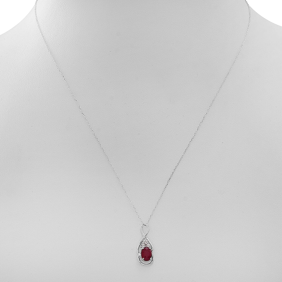 Niassa Ruby, White Topaz Sterling Silver Ring (Size 9) and Pendant With Chain (18 in) 2.45 ctw