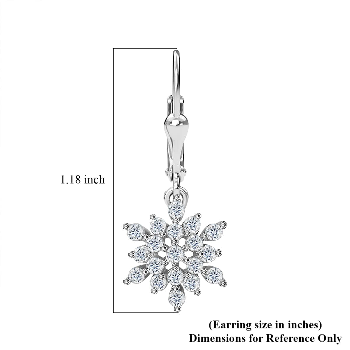 Zircon Snowflake Earrings in Platinum Over Sterling Silver 1.15 ctw image number 5