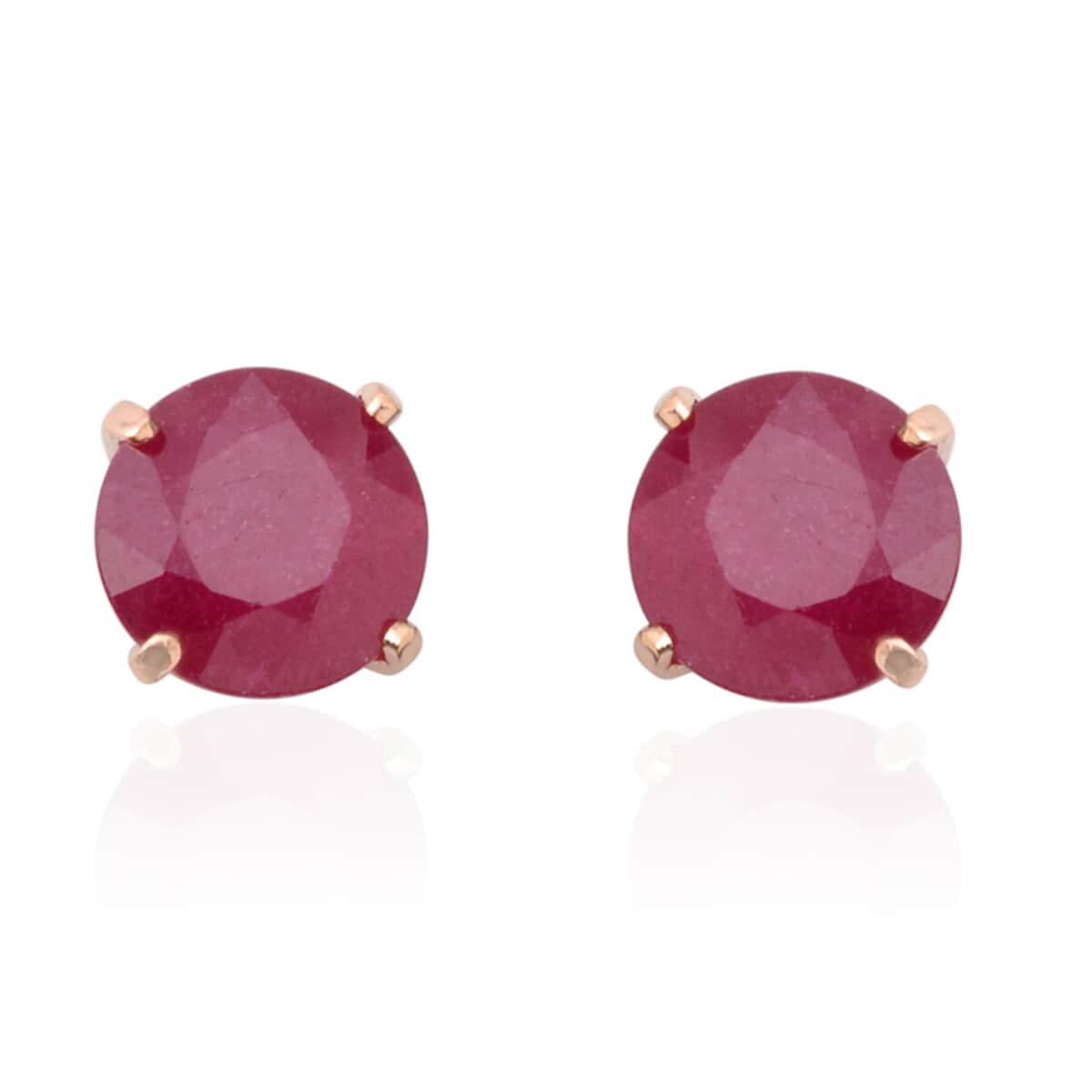 10K Yellow Gold Niassa Ruby (FF) Round Stud Earrings 3.50 ctw image number 0