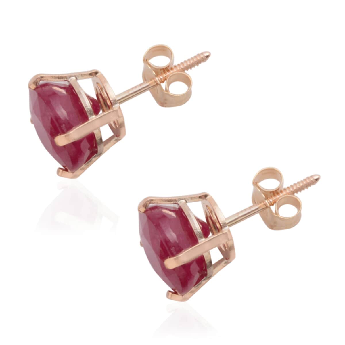 10K Yellow Gold Niassa Ruby (FF) Round Stud Earrings 3.50 ctw image number 1