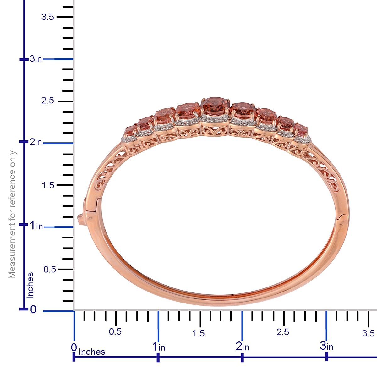 Salmon Sorbet Quartz and Cambodian Zircon Bangle Bracelet in 14K Rose Gold Over Sterling Silver (7.25 in) 8.80 ctw image number 2