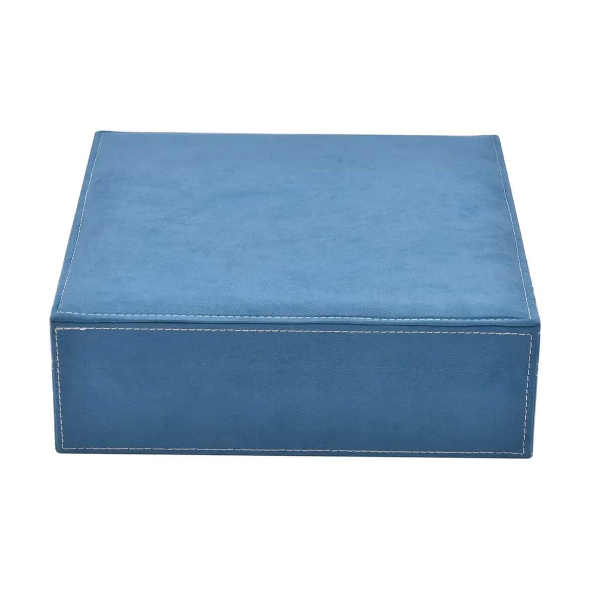 Classic Blue Faux Velvet Briefcase Style 2-Tier Jewelry Box with Anti-Tarnish and Scratch Protection Interior (Approx 60 Rings, etc) image number 5