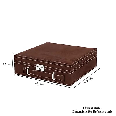Livmore Brown Faux Velvet Briefcase Style 2-tier Jewelry Box, Scratch resistant and Anti-Tarnish Jewelry Storage Box, Anti Tarnish Jewelry Case, Jewelry Organizer (Approx 60 Rings, etc.)