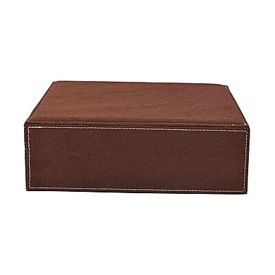 Livmore Brown Faux Velvet Briefcase Style 2-tier Jewelry Box, Scratch resistant and Anti-Tarnish Jewelry Storage Box, Anti Tarnish Jewelry Case, Jewelry Organizer (Approx 60 Rings, etc.)