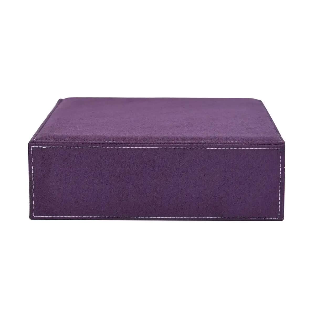 Purple Faux Velvet Briefcase Style 2-tier Jewelry Box, Scratch resistant and Anti-Tarnish Jewelry Storage Box, Anti Tarnish Jewelry Case, Jewelry Organizer (Approx 60 Rings, etc.) image number 5