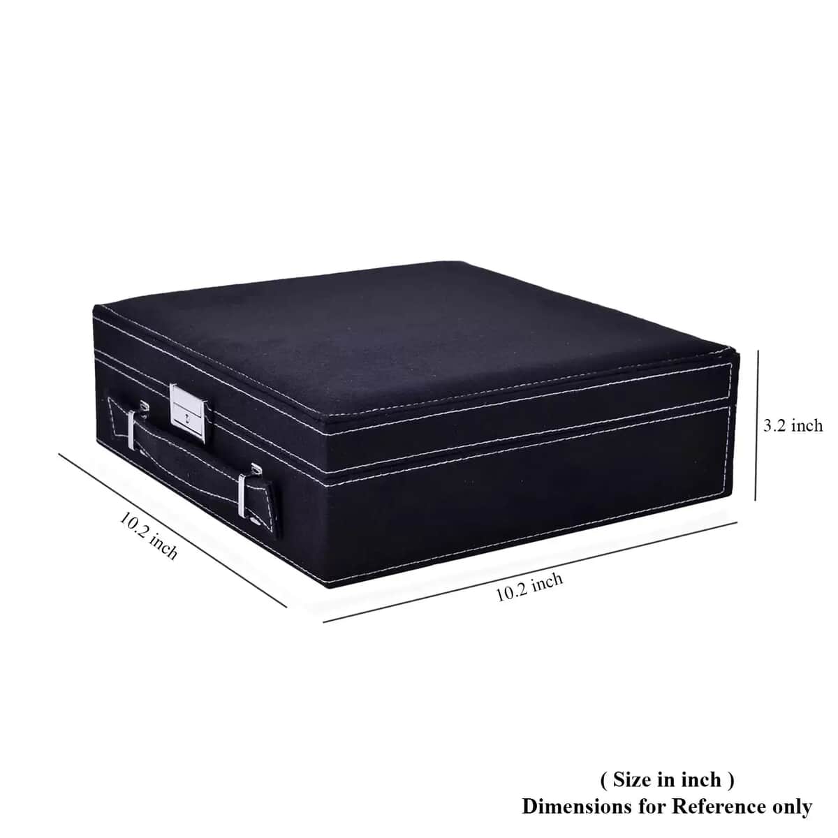 Black Faux Velvet Briefcase Style 2-tier Jewelry Box, Scratch resistant and Anti-Tarnish Jewelry Storage Box, Anti Tarnish Jewelry Case, Jewelry Organizer (Approx 60 Rings, etc.) image number 4
