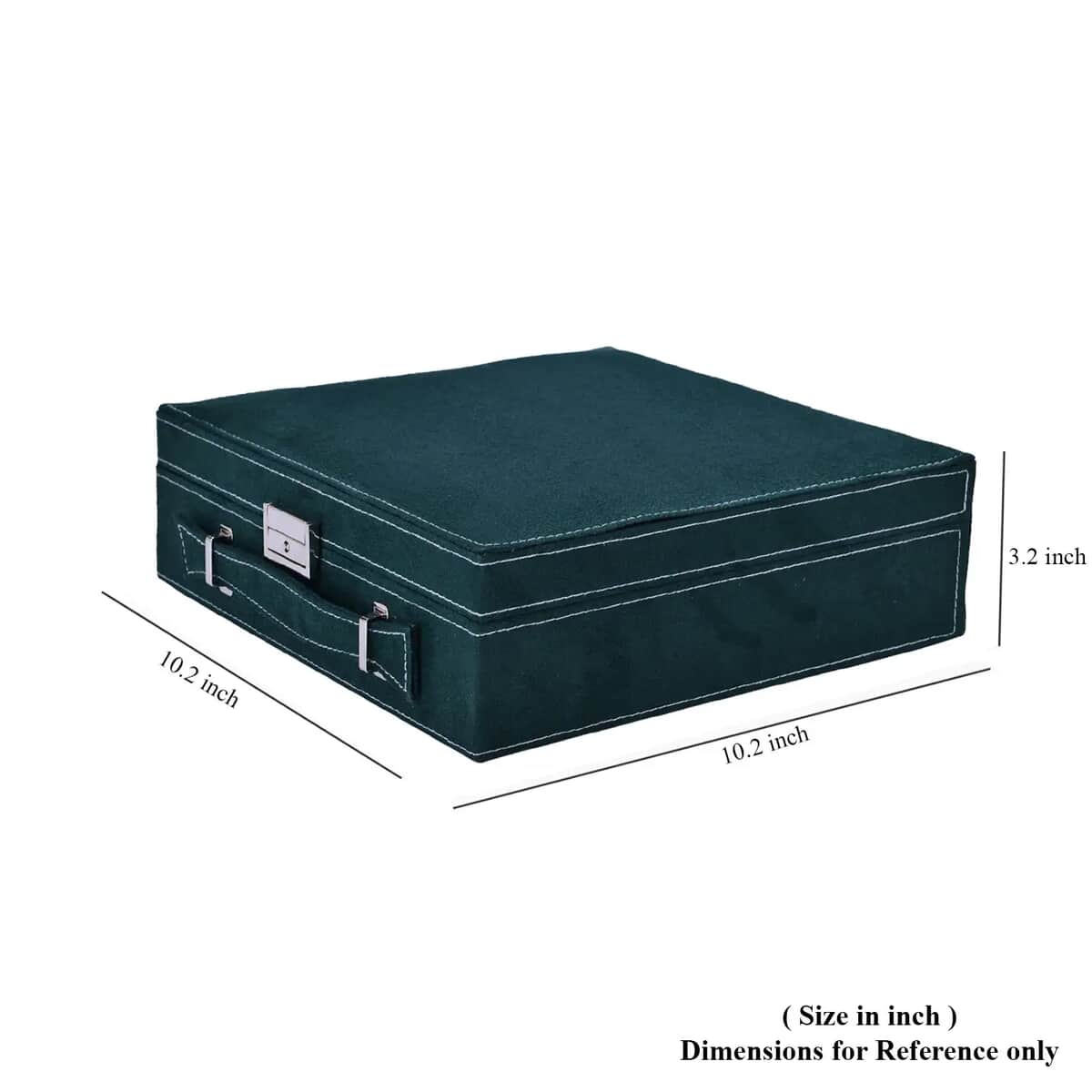 Forest Green Faux Velvet Briefcase Style 2-tier Jewelry Box, Scratch resistant and Anti-Tarnish Jewelry Storage Box, Anti Tarnish Jewelry Case, Jewelry Organizer (Approx 60 Rings, etc.) image number 4