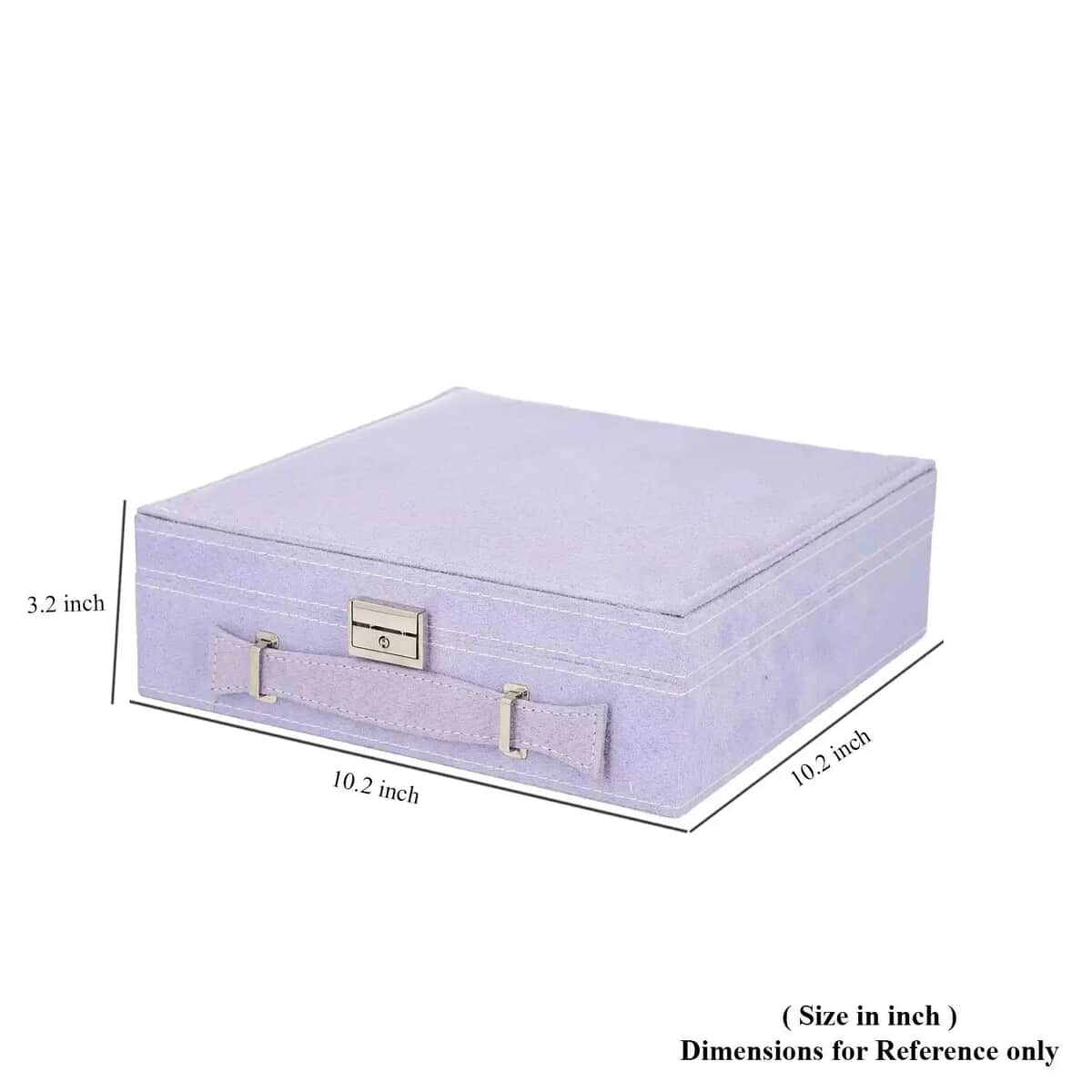Lilac Faux Velvet Briefcase Style 2-tier Jewelry Box, Scratch resistant and Anti-Tarnish Jewelry Storage Box, Anti Tarnish Jewelry Case, Jewelry Organizer (Approx 60 Rings, etc.) image number 4