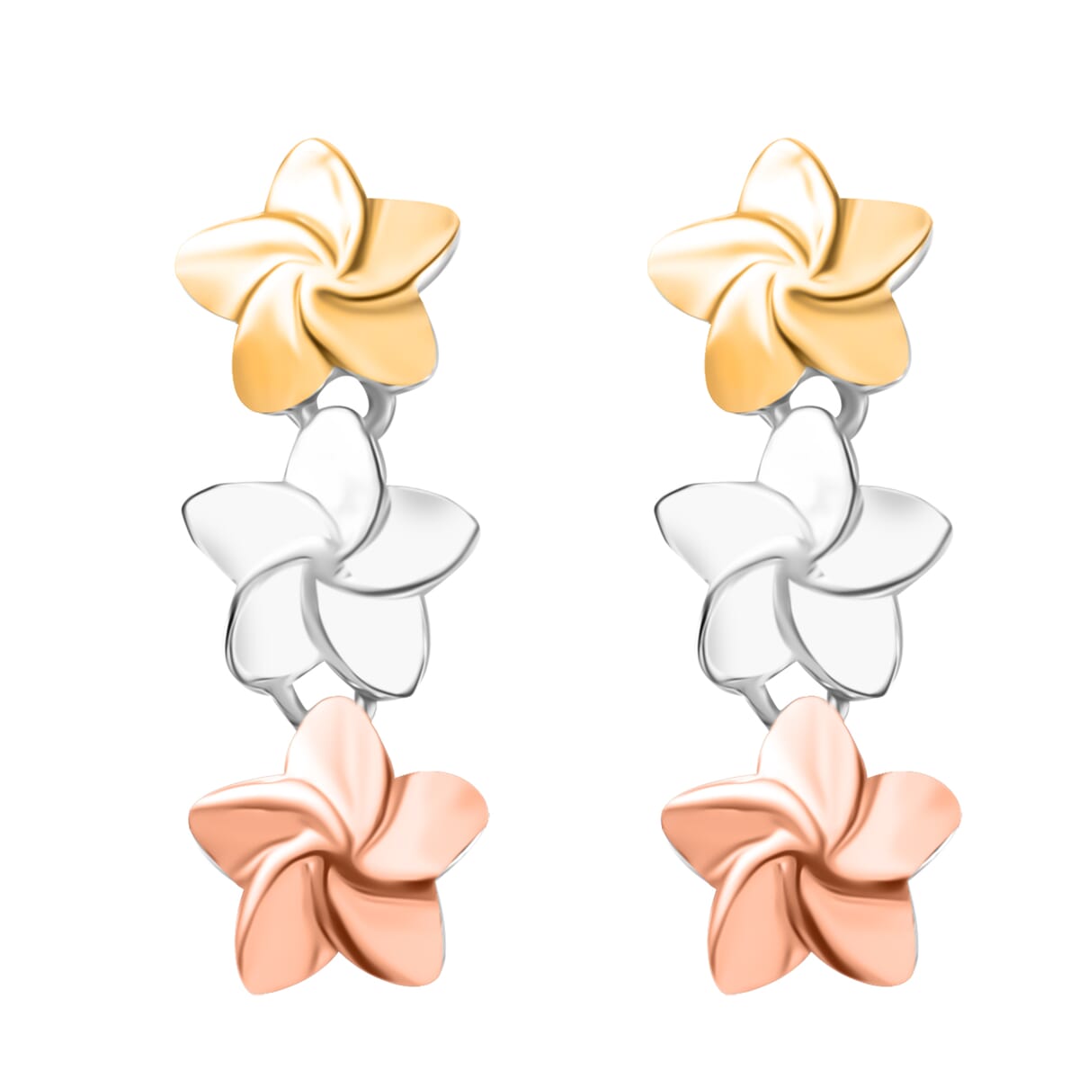 Flower Earrings in 14K YRG Over and Sterling Silver 3.30 Grams image number 0