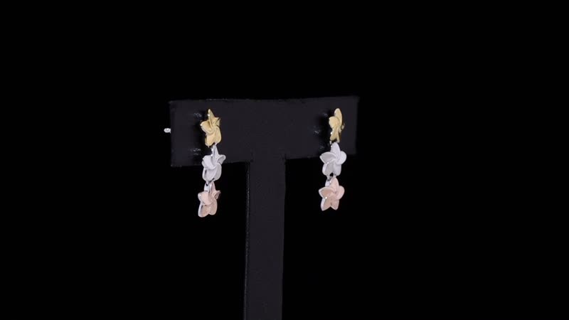D'Joy Flower Earrings in 14K YRG Over and Sterling Silver 3.30 Grams