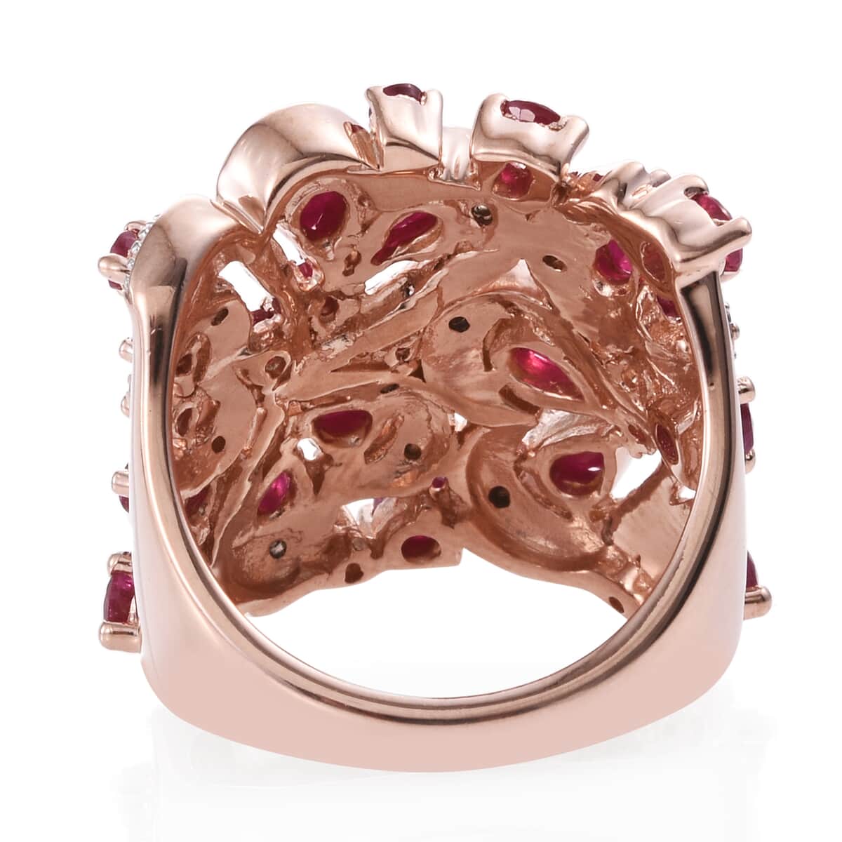 Ruby and Zircon Ring in 14K Rose Gold Over Sterling Silver (Size 7.0) 2.93 ctw image number 3