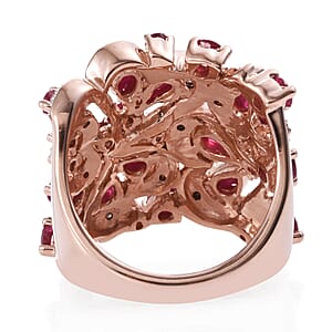 Ruby and Zircon Ring in 14K Rose Gold Over Sterling Silver (Size 7.0) 2.93 ctw