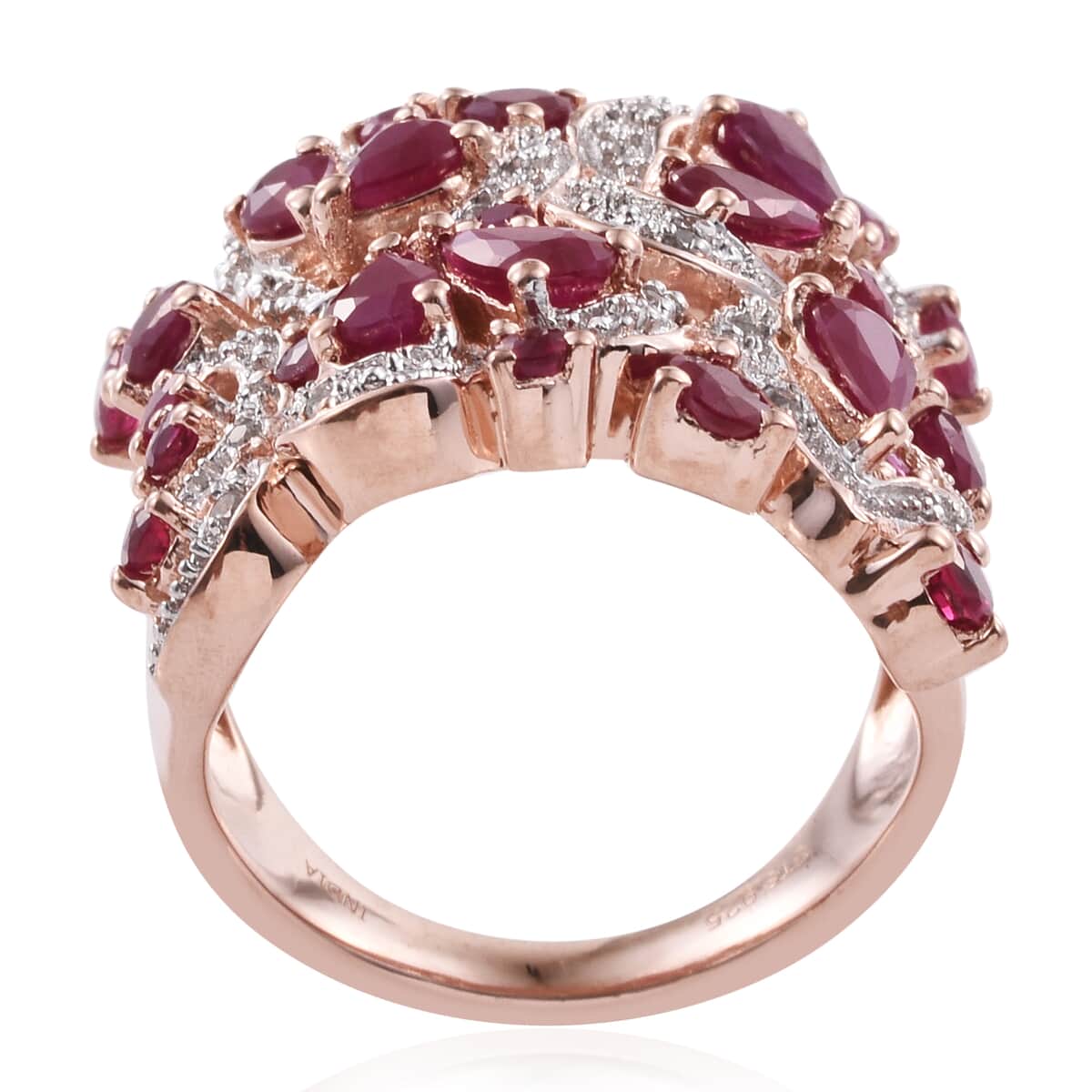 Ruby and Zircon Ring in 14K Rose Gold Over Sterling Silver (Size 7.0) 2.93 ctw image number 4