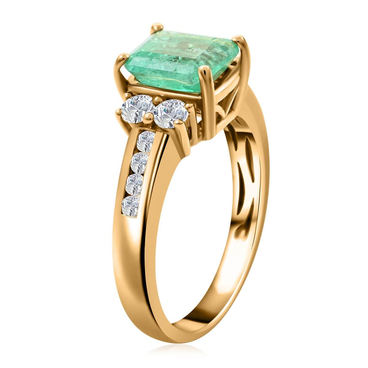 One Of A Kind Certified & Appraised Iliana 18K Yellow Gold AAA Boyaca Colombian Emerald and SI Diamond Ring (Size 6.75) 4.83 Grams 2.05 ctw image number 3