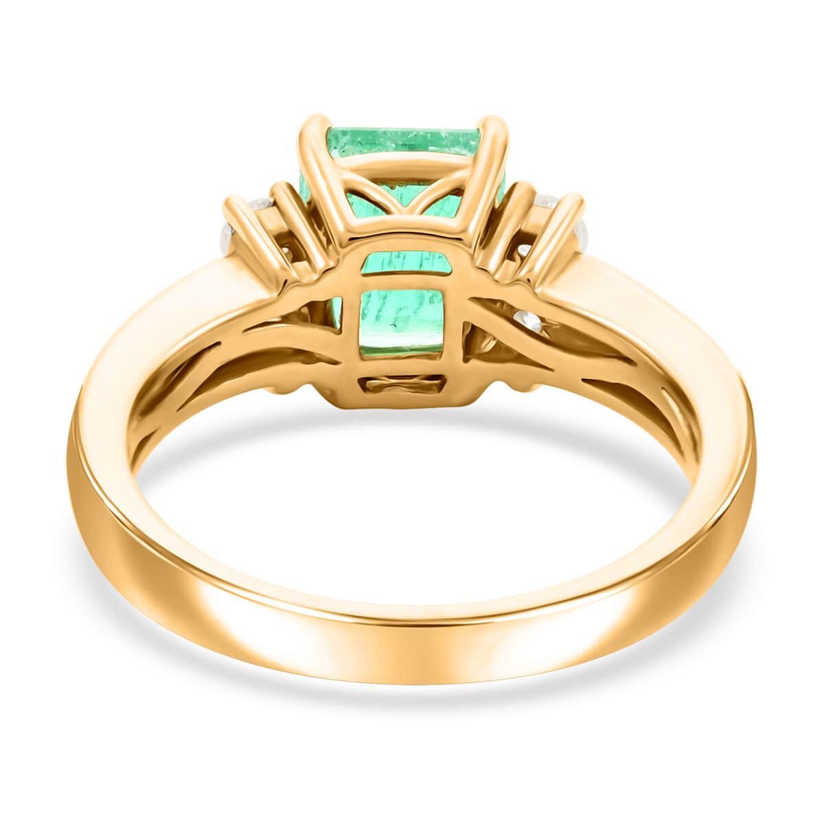 One Of A Kind Certified & Appraised Iliana 18K Yellow Gold AAA Boyaca Colombian Emerald and SI Diamond Ring (Size 6.75) 4.83 Grams 2.05 ctw image number 4