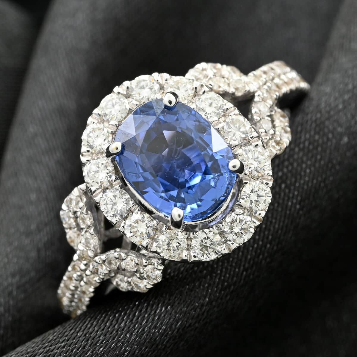 Iliana 18K White Gold Ceylon Blue Sapphire and Diamond Ring (Size 6.75) 2.33 ctw image number 1