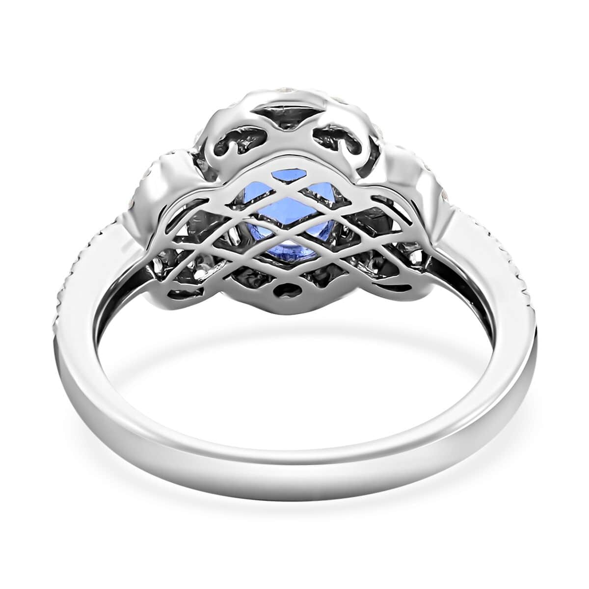 Iliana 18K White Gold Ceylon Blue Sapphire and Diamond Ring (Size 6.75) 2.33 ctw image number 4