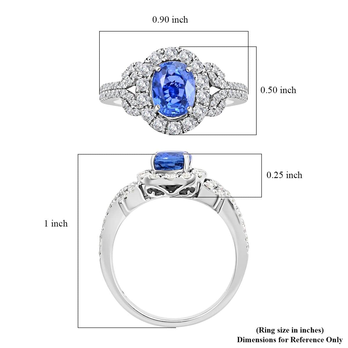 Iliana 18K White Gold Ceylon Blue Sapphire and Diamond Ring (Size 6.75) 2.33 ctw image number 5