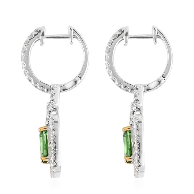 One Of A Kind Certified & Appraised Rhapsody 950 Platinum AAAA Tsavorite Garnet and E-F VS Diamond Earrings 7 Grams 3.25 ctw