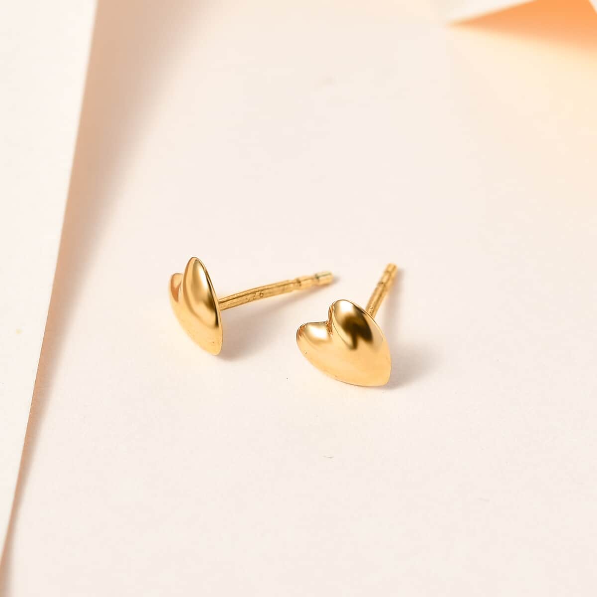14K Yellow Gold Over Sterling Silver Heart Earrings 1.25 Grams image number 1