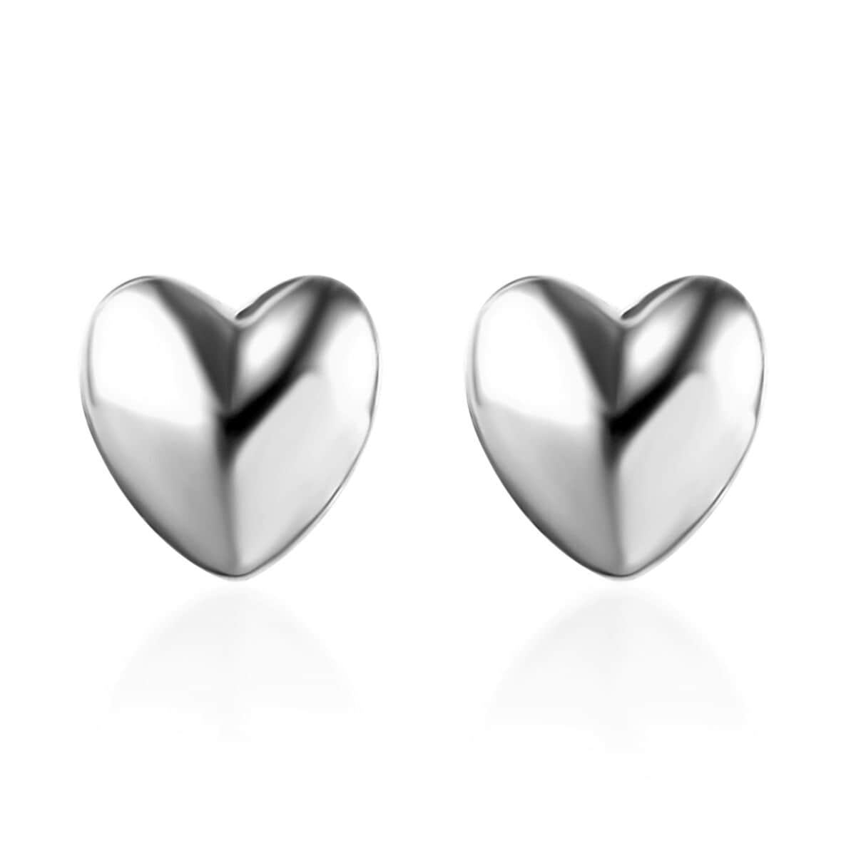 Platinum Over Sterling Silver Heart Earrings image number 0