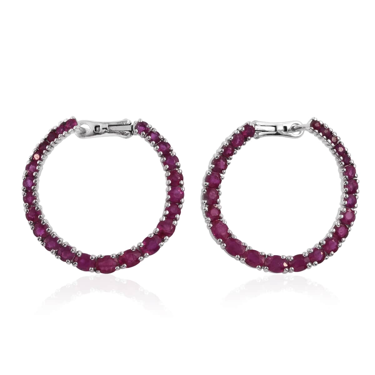 Ruby Earrings in Platinum Over Sterling Silver 5.65 ctw image number 0