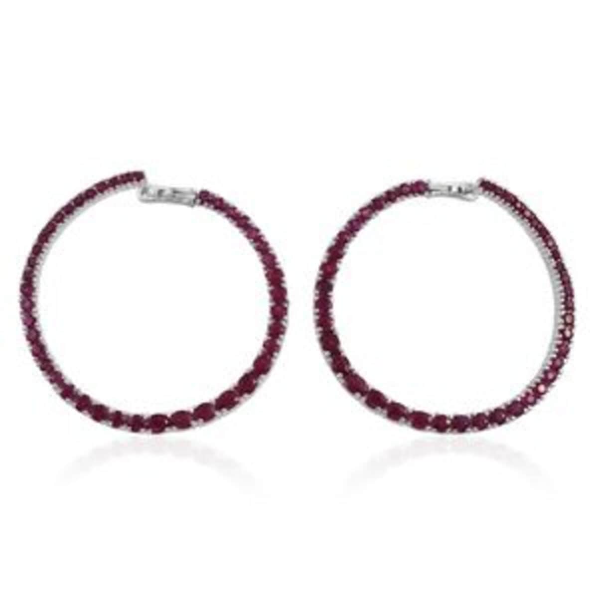 Ruby Platinum Over Sterling Silver Earrings TGW 8.517 Cts. TGW 8.52 Cts. image number 0