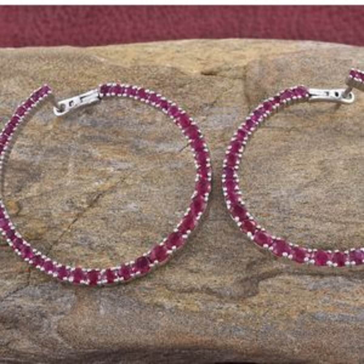 Ruby Platinum Over Sterling Silver Earrings TGW 8.517 Cts. TGW 8.52 Cts. image number 1