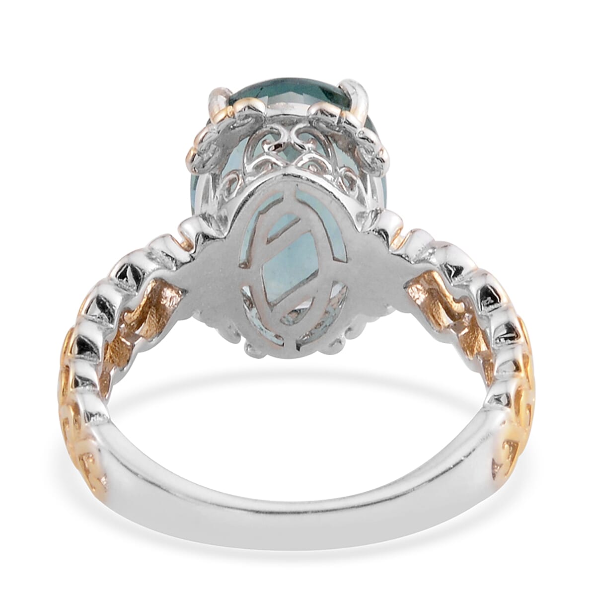 Blue Fluorite Ring (Size 9) and Pendant Necklace 20 Inches in 14K Yellow Gold and Platinum Over Sterling Silver 14.75 ctw image number 3