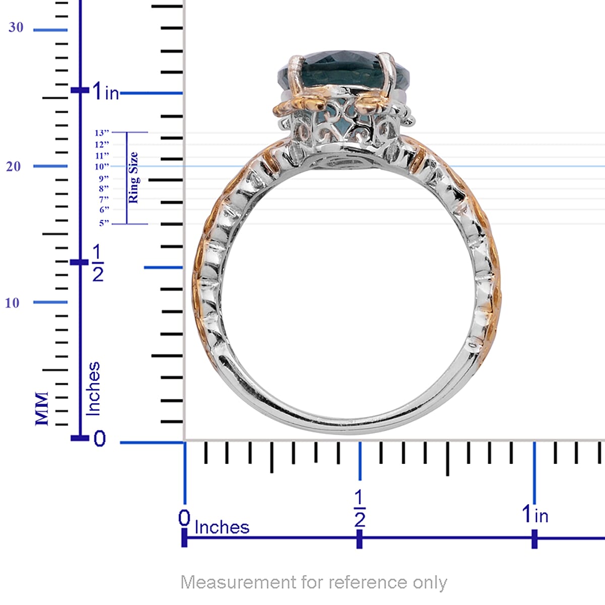 Blue Fluorite Ring (Size 9) and Pendant Necklace 20 Inches in 14K Yellow Gold and Platinum Over Sterling Silver 14.75 ctw image number 4