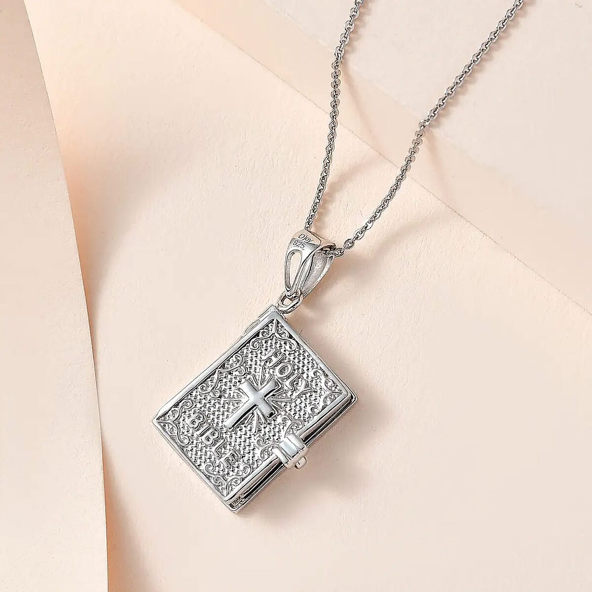 Psalm 23 Bible Pendant Necklace in Platinum Over Sterling Silver, Religious Jewelry For Women 20 Inches image number 1