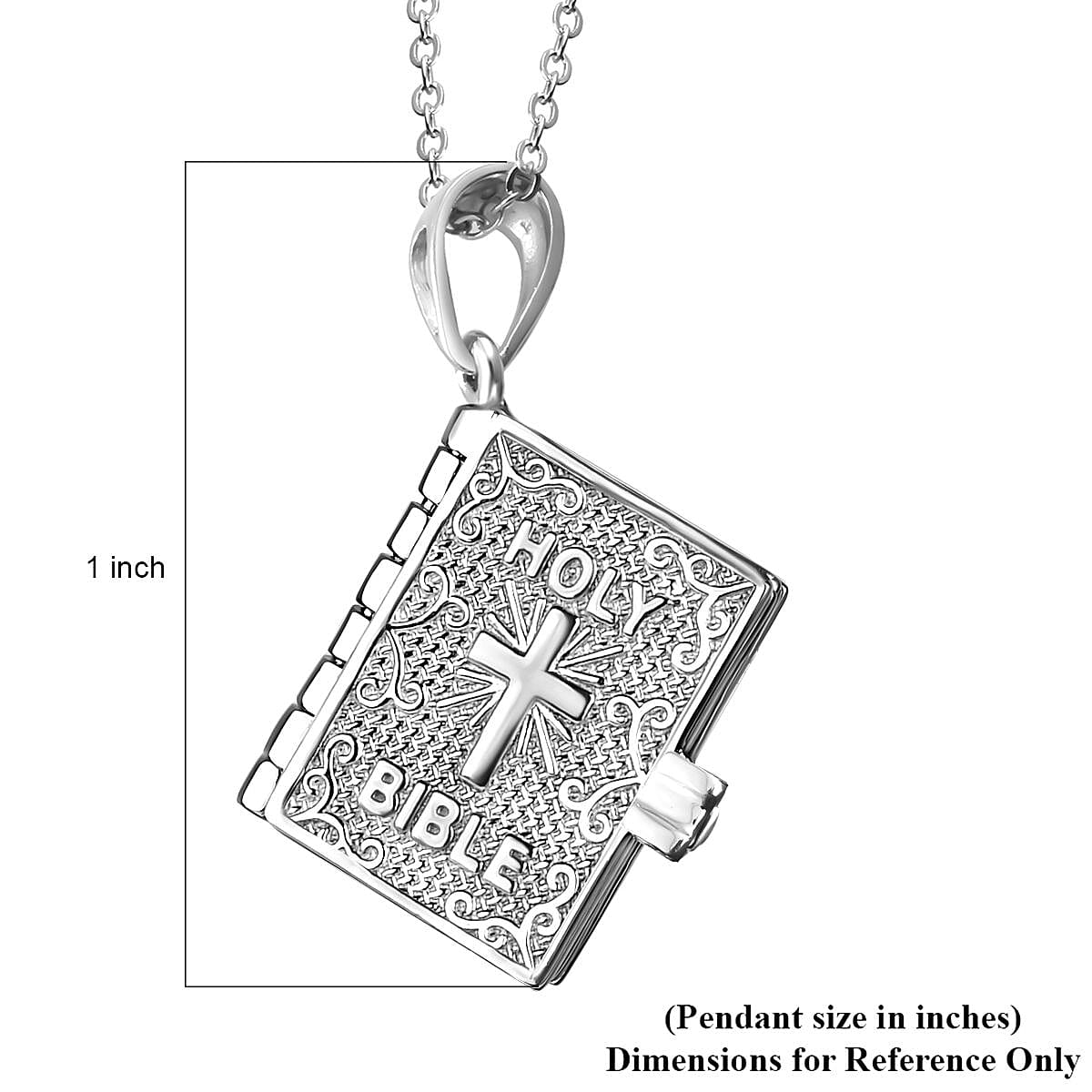 Psalm 23 Bible Pendant Necklace in Platinum Over Sterling Silver, Religious Jewelry For Women 20 Inches image number 8