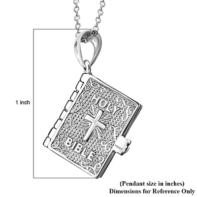 Psalm 23 Bible Pendant Necklace in Platinum Over Sterling Silver, Religious Jewelry For Women 20 Inches