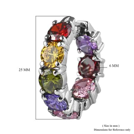 Simulated Multi Color Diamond Inside Out Hugie Hoop Earrings in Stainless Steel image number 4