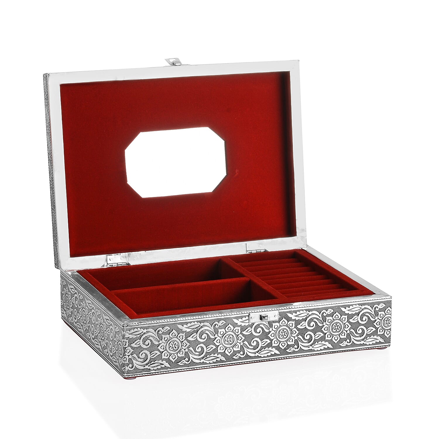 Handcrafted Aluminum Oxidized Tiger Pattern 2 Tier Jewelry Box